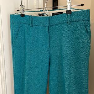 J. Crew Aqua Herringbone Size 4 Wool Skimmer Pants